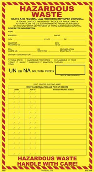 Personalized Hazardous Waste Label Form